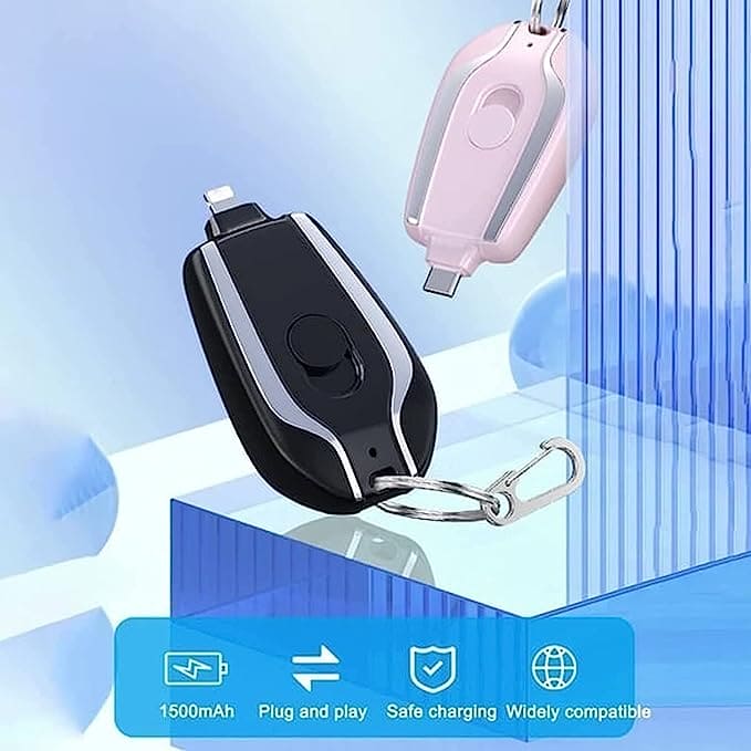 Emergency Keychain Charger, Mini Power Emergency Pod, Key Ring Cell Phone Charger, Ultra Compact External Fast Charging USB Type C Power Battery Pack Emergency Keychain Charger, Mini Power Emergency Pod, Key Ring Cell Phone Charger, Ultra Compact External Fast Charging USB Type C Power Battery Pack